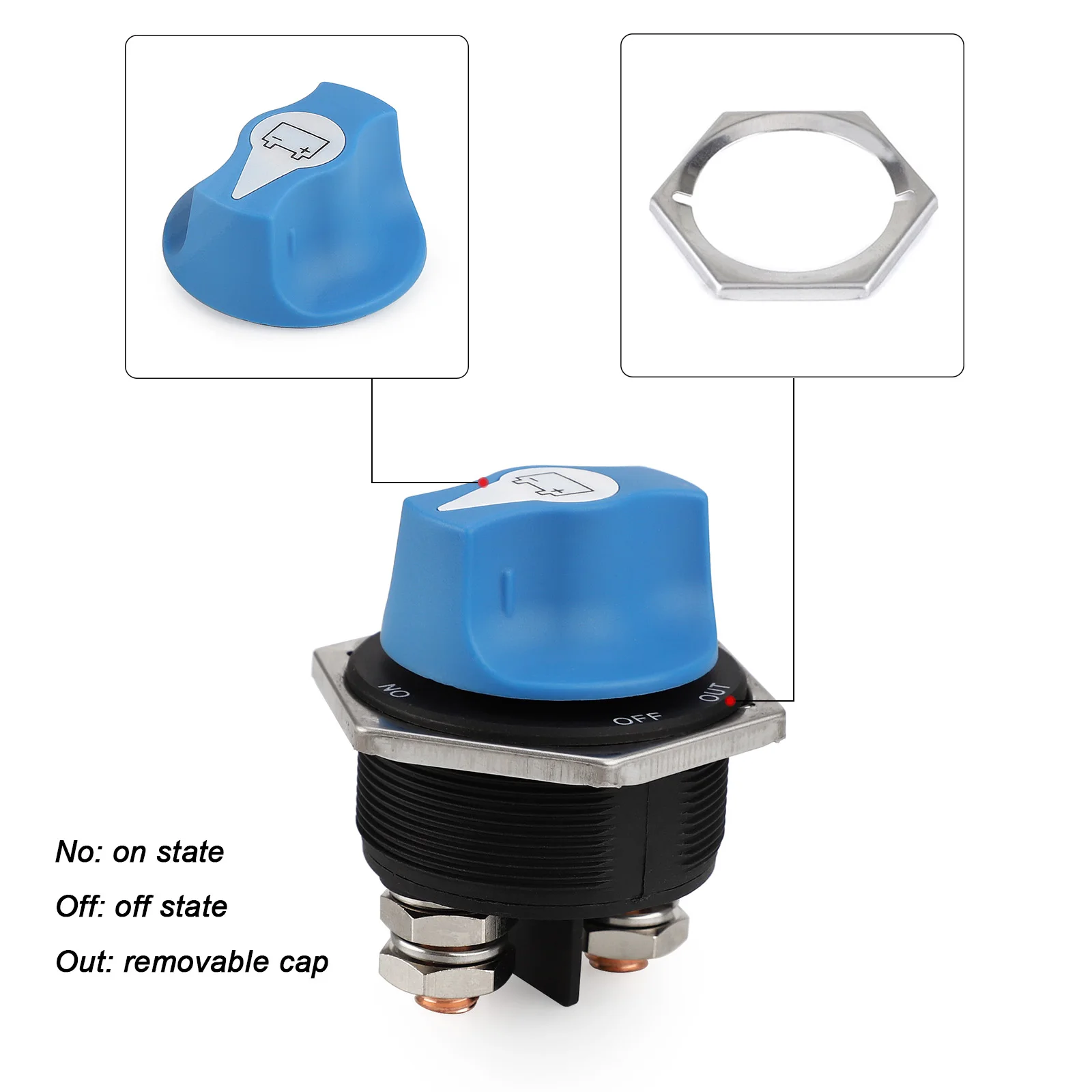 Car Battery Race Rally Switch 50 100 200 300A blue Battery Disconnector Isolator Cut Off Switch Kit For RV Motorcycle Truck Boat