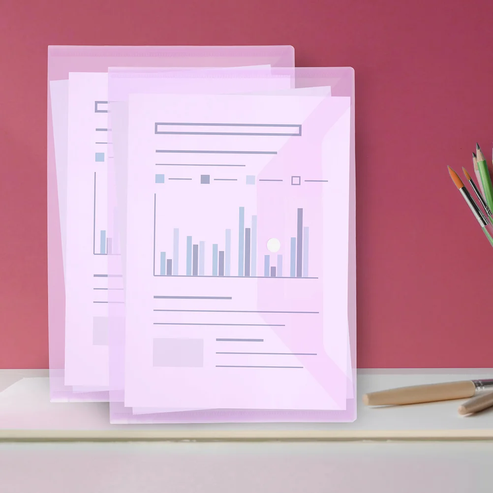 8 Pcs Folder Button Design File Bags Document Folders Storage Waterproof Pouches Zipper Transparent Organizers