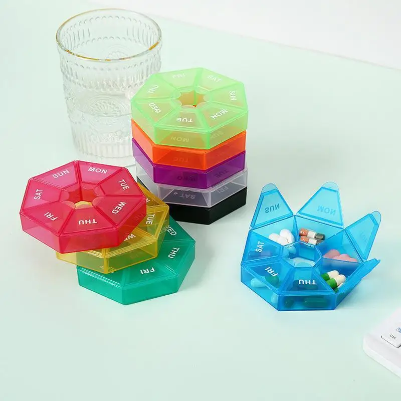 New 7 Days Pill Storage Box Mini Travel Portable Medicine Dispenser Multifunction Plastic Seven Compartment Sealer Box