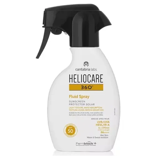 Cantabria Labs Heliocare 360º Fluid Spray SPF 50+, 250 ML- Alta fotoprotección para toda la familia 250 ML