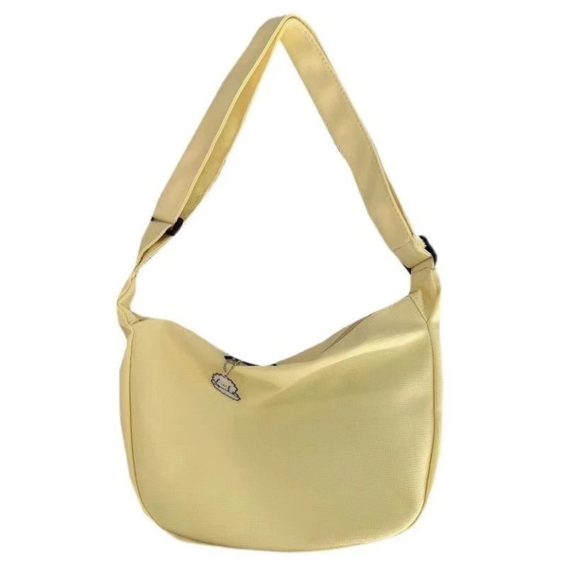 Bolsa de ombro casual de grande capacidade para mulheres, doce bolsa mensageiro, lona fofa, bolsa de escola adolescente, elegante e simples