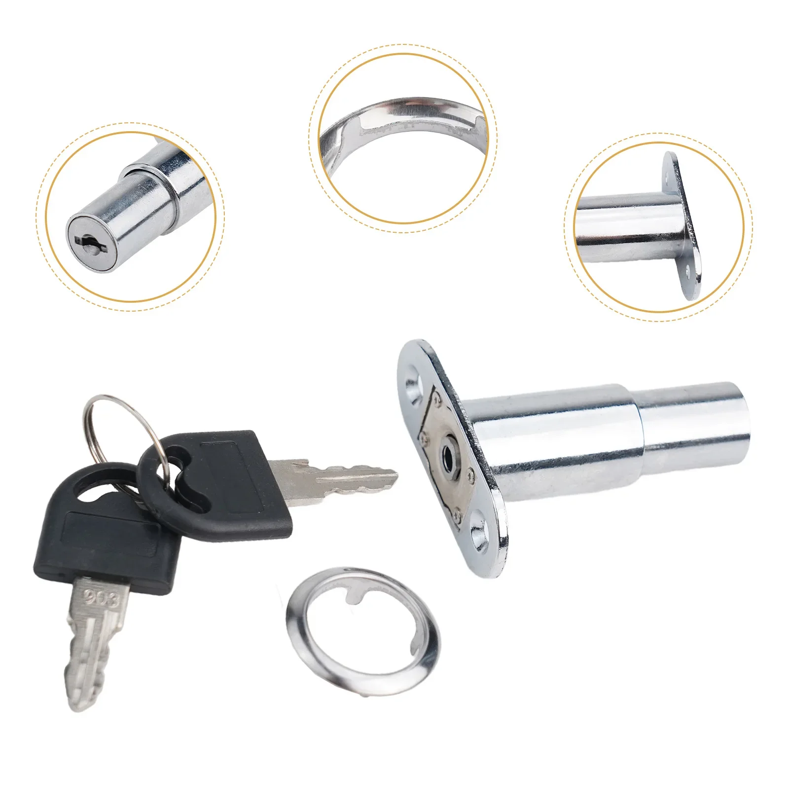 Lock Cam Cylinder Lock 22mm 0.9in 32mm 1.3in Aluminum Alloy Doors Cabinet Doors Silver Suitable For Cabinet Doors