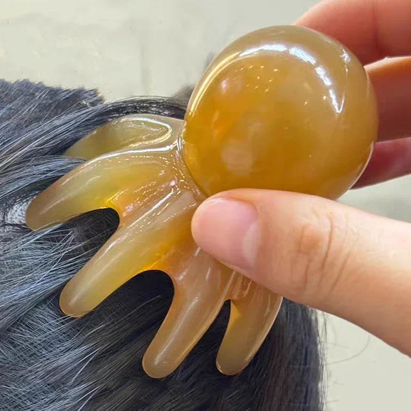 Resin Octopus Shaped Head Massage Combs Prong Head SPA Gua Sha Deep Massage Tools Fatigue Relief Meridian Acupoint Combs
