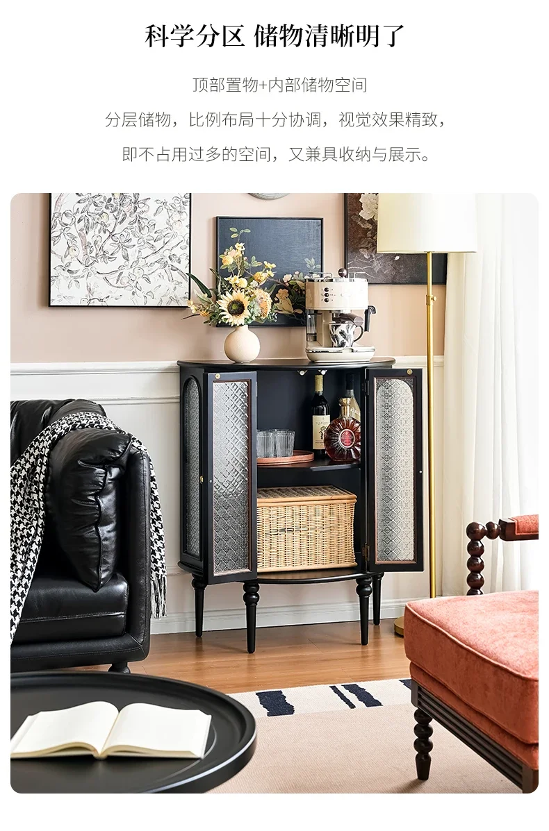 Solid wood porch cabinet, living room against the wall, small wine cabinet, household display cabinet