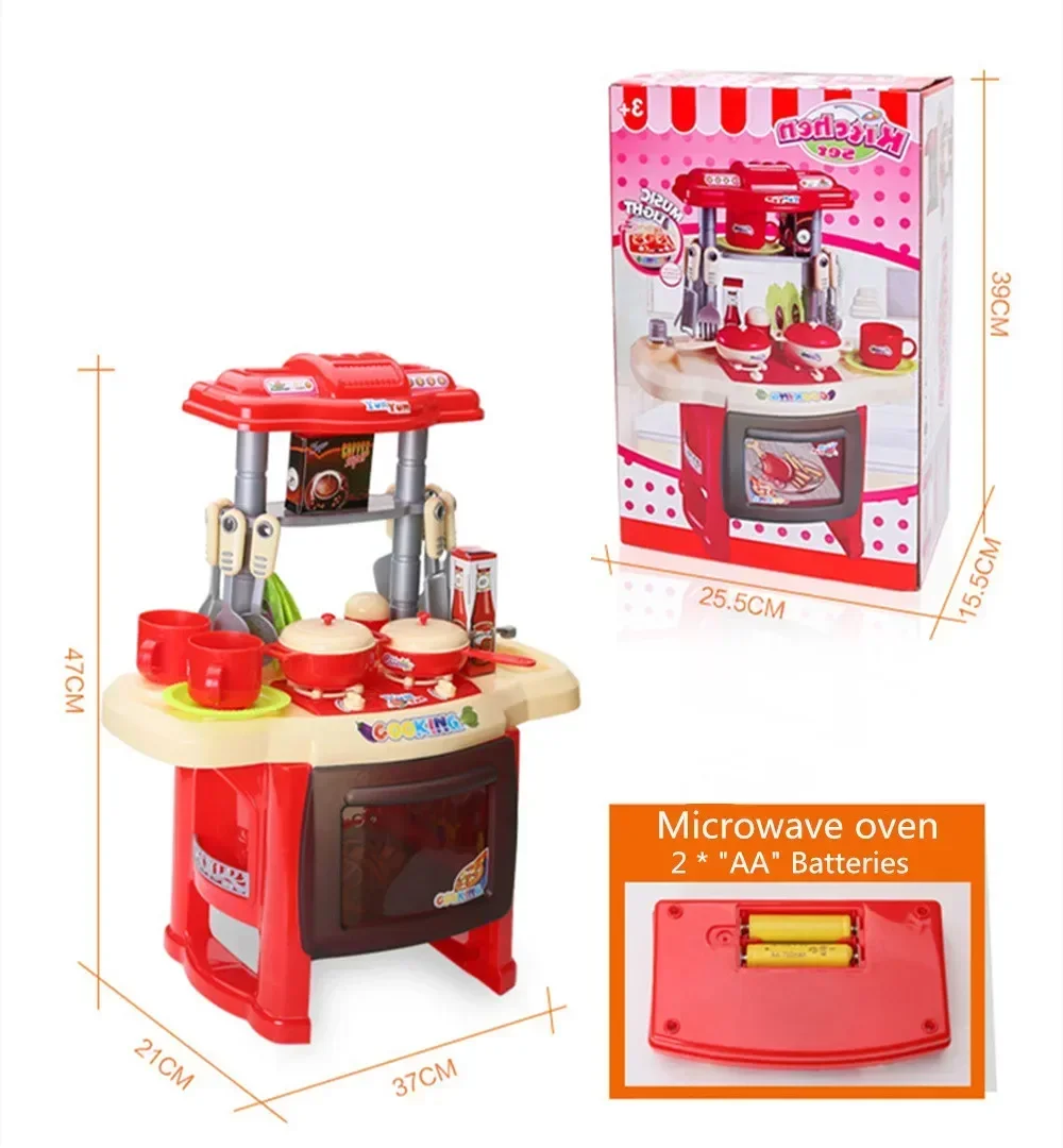 Play house toy 22pcs/set Children's Home Kitchen Tableware Desk Lighting Music Simulation Kitchenware Puzzle Toys Birthday Gifts
