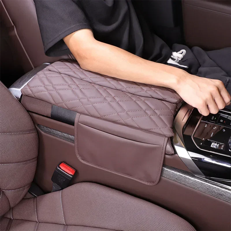 

2Pcs For BMW 7 Series G70 2023+ Car Center Console Armrest Box Protective Cover Plaid Leather Interior Accessories