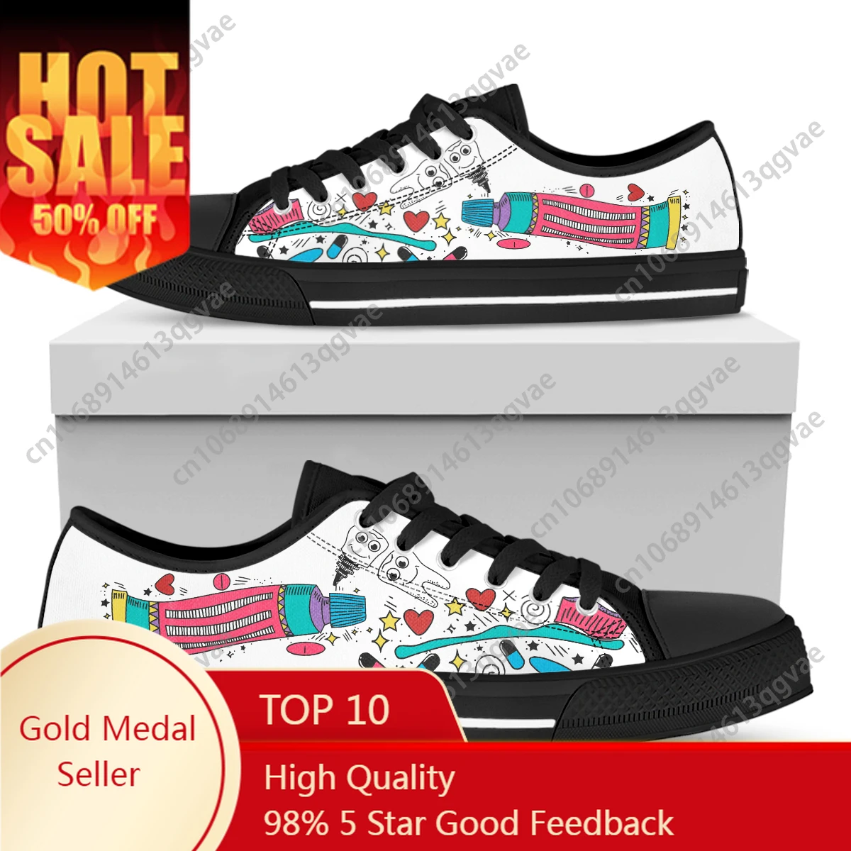 

Cartoon Painting Teeth Low Top Sneakers Mens Womens Teenager High Quality Canvas Sneaker Couple Shoes Custom Personalized Shoe