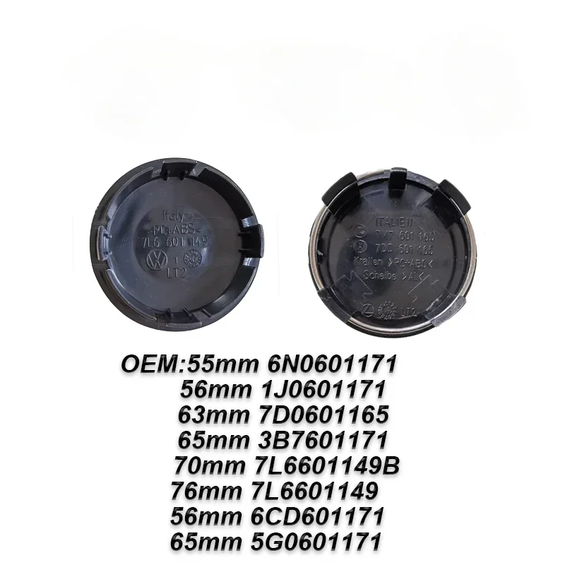 20 шт., 55 мм, 56 мм, 65 мм, 70 мм, 76 мм, центральные колпаки для колес автомобиля, крышка ступицы для MK5 Golf Passat 1J 0601171   3B 7601171   7л 6601149 Б 6Н 0601171