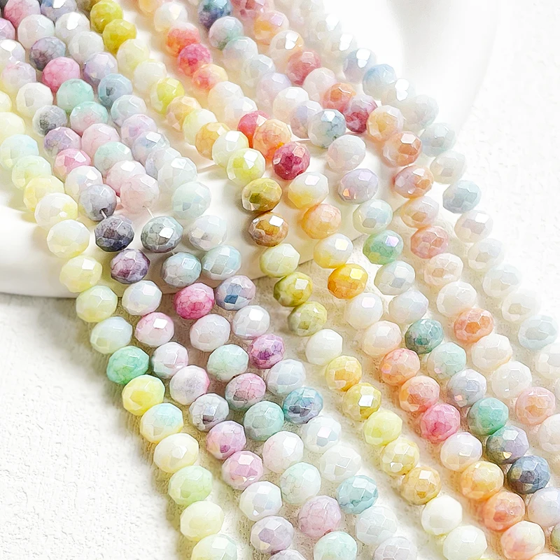 20 Pieces  8mm  Cut Ice Cream Colored Glass Beads  DIY Makes Fashionable Jewelry, Necklaces, Bracelets, Accessory Materials