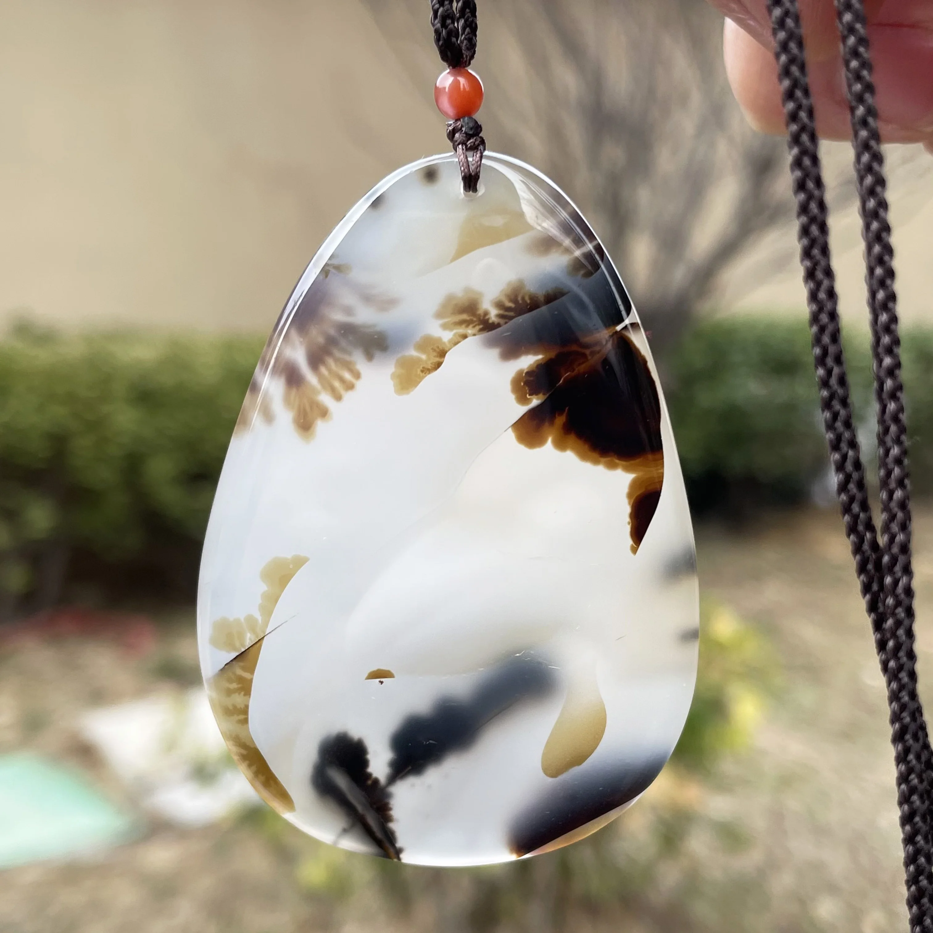 Natural Landscape Tree Agate Pendant Crystal Quartz Necklace Chalcedony Energy Health Gift DIY Reiki Healing Stone Home Decor