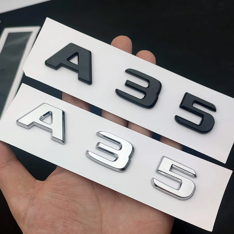 

ABS Adhesive Glossy Black 3d Chrome Letters For Car Logo Mercedes A35 AMG W177 Rear Trunk Emblem Badge Stickers Accessories