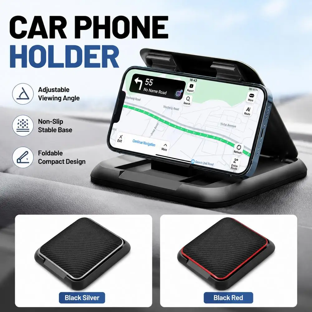 Car Dashboard Phone Mount Holder with Anti Glare Sunshade Canopy 3 Angles Adjustable Silicone Slip Resistant Navigation Stand