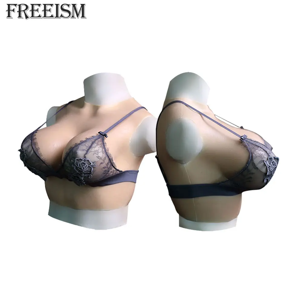 Realistic Fake Boobs Plate Artificial Silicone Breast Form Bodysuit For Crossdressing Cosplay Shemale Transgender Transvestism