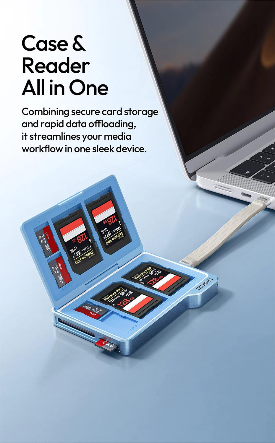 Ulanzi DC01 2-in-1 Tragbares Speicherkarten-Etui Dual-Slot Simultan-Kartenleser für Kamera Smartphone für Fotografie – Detail 7