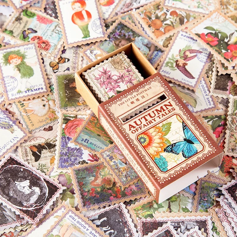 100 Sheets Butterfly Series Stamp Stickers Scrapbook Stickers Handmade Diary Photo Album Magazine Supplies