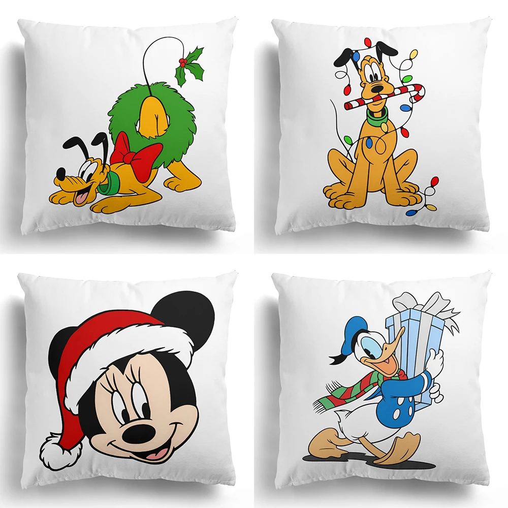 Disney Christmas Decoration Pillowcase Mickey Pluto Printed Cushion Cover Sofa Room Home Decoration Christmas Gift