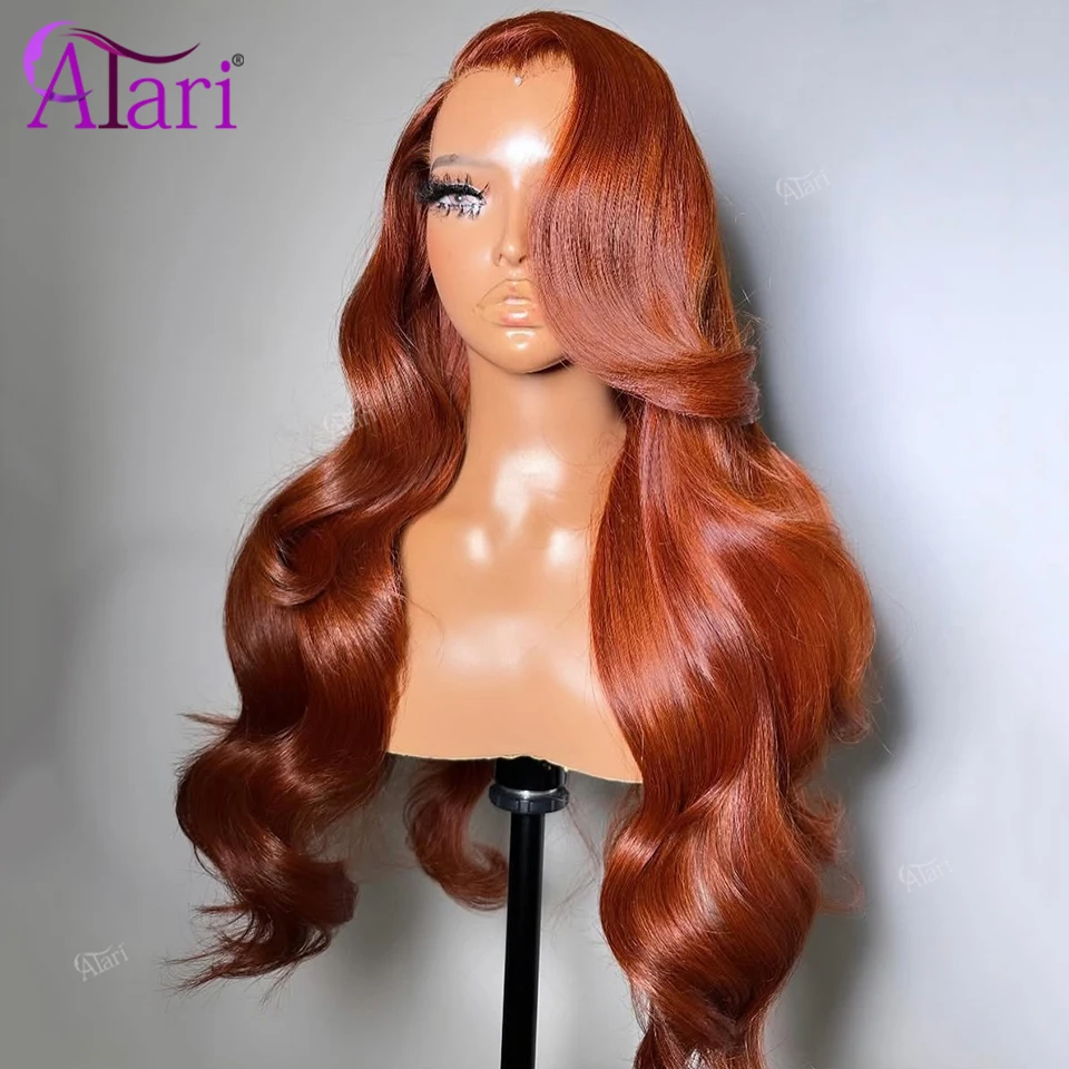 Transparent 13x6 13x4 Lace Frontal Human Hair Wigs Reddish Brown Dark Ginger Body Wave/Straight Wig 5x5 Closure Wig Pre Plucked