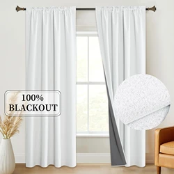 Op maat gemaakte witte gordijnen van 310 cm hoog, 100% verduisterend, imitatie linnen, voor slaapkamer met hoog plafond en woonkamer.