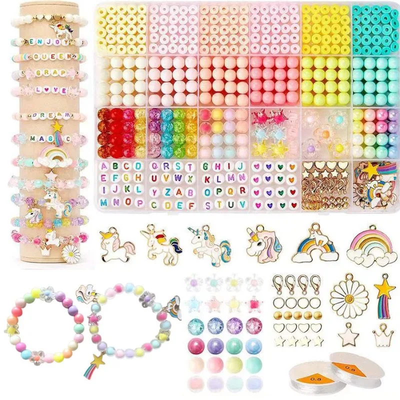 24 Frame Beaded Children's Toy Set for Amblyopia Correction Beaded Educational Toy Girls Hand-worn Diy Beading Loom 2025 Jewelry