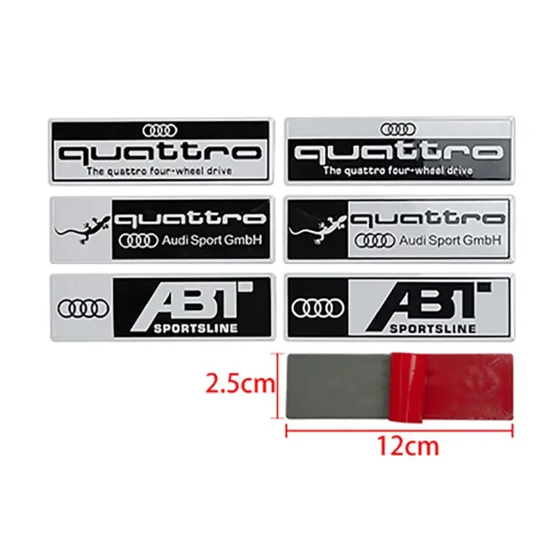 سبيكة سيارة الخلفي الجذع شعار الجسم الجانب ملصقات لأودي كواترو ABT شعار A3 A4 A5 A6 A7 A8 شارة ملصق مائي تجديد الملحقات