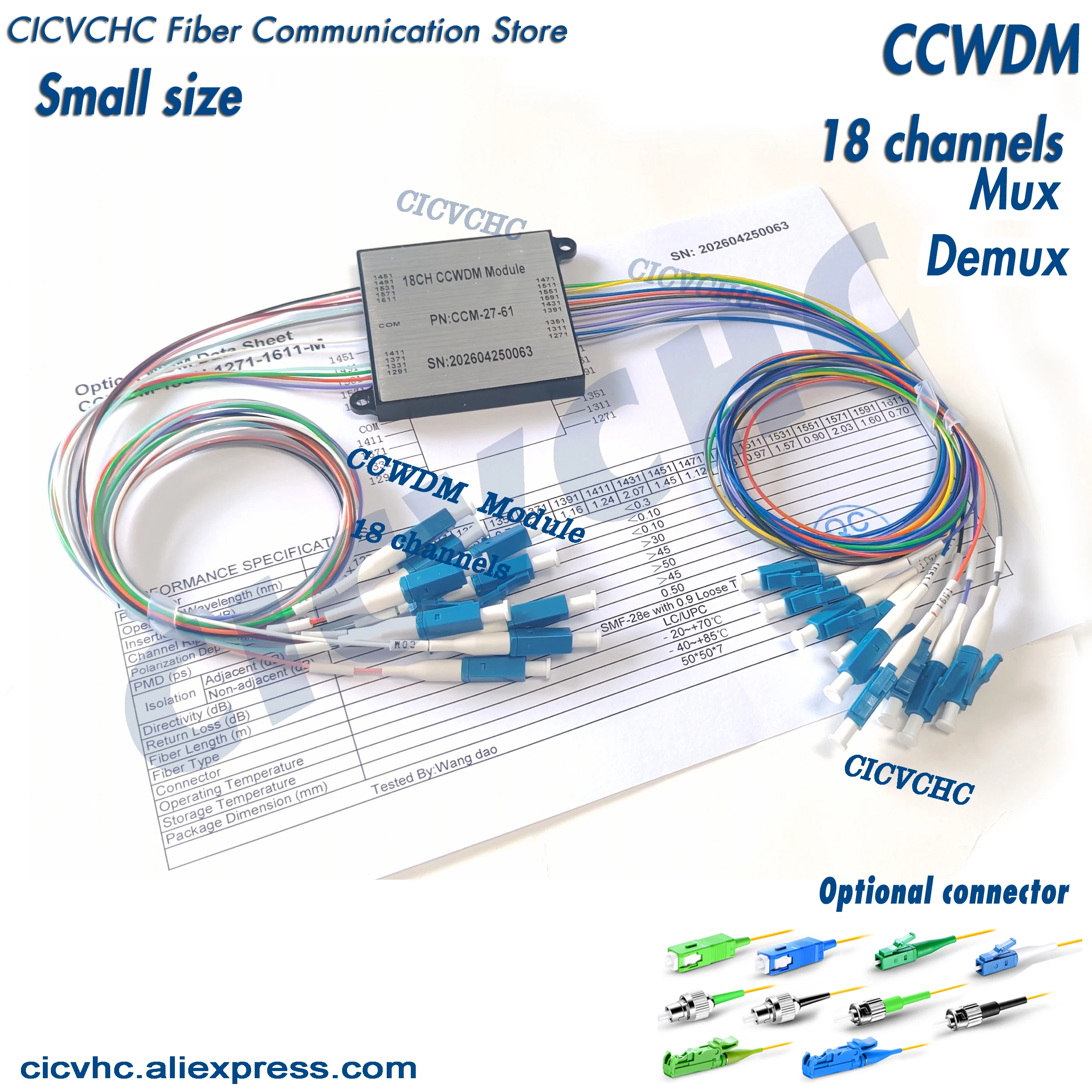 

CCWDM module 18 Channel with Free-space Compact CWDM Mux/Demux with LC, SC, FC connector
