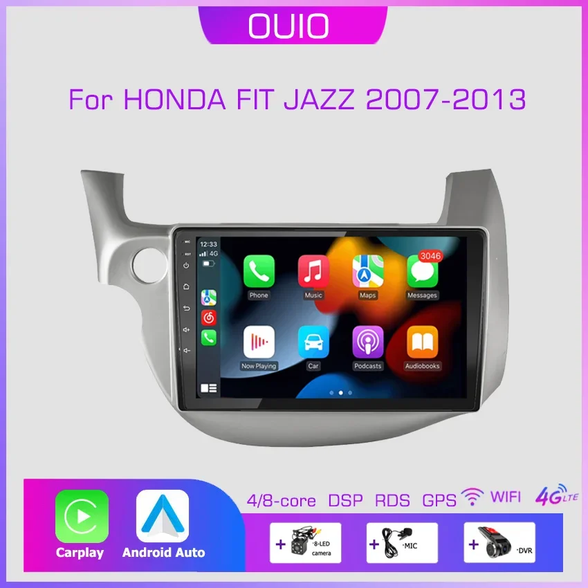 

Радио 2DIN Android 13 для Honda Fit Jazz LHD 2007 2008 2009 2010-2013, автомобильный стерео мультимедийный плеер Carplay, авто GPS-навигация