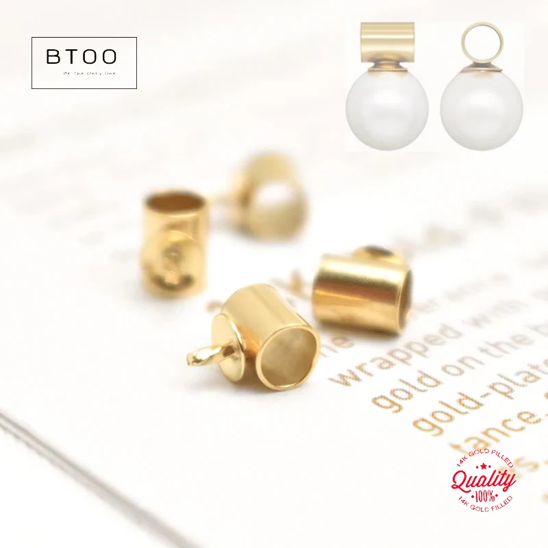 

14K Gold Filled Tube Bail with 3mm Pearl Cup for DIY Necklace Pendant Making Jewelry Findings Wholesale Charm
