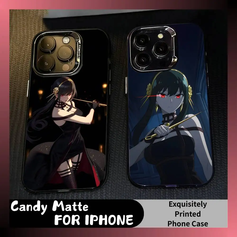 

Waifu Y-YOR Killer Spy Family Phone Case For iPhone 16 17 15 14 12 13 Pro Max Black Candy Matte Shockproof Cover