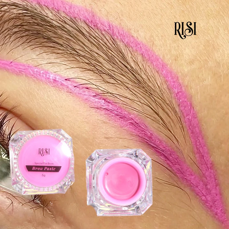 Free RISI Wholesale White & Pink Eyebrow Mapping Paste Waterproof Mapping Paste Soft Texture Brow Paste