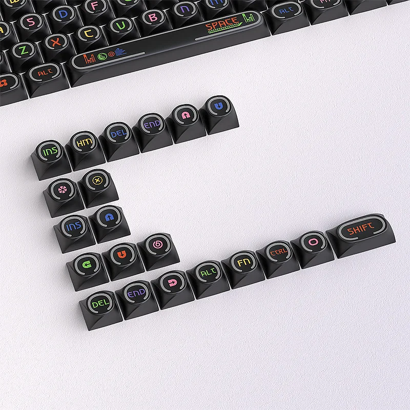 

Keycap black spot cross-border rotating PBT luminous small full set 0EM height 125 key thermal sublimation light transmission