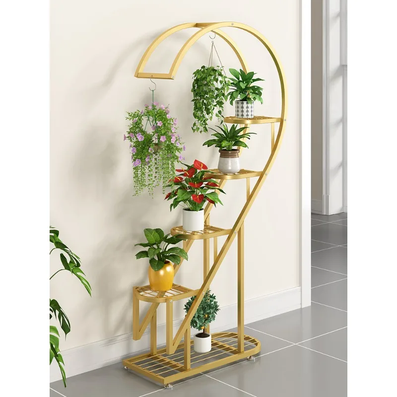 Flower stand, storage rack, balcony flower pot hanger, outdoor living room, floor-to-ceiling multi-layer decoration, indoor