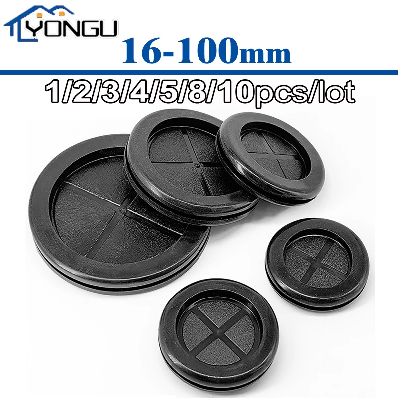 Round Black Rubber Grommet Double Side Closed Blind Plug Bungs Blanking Hole Wiring Cable Gasket Seal Protect Bushes