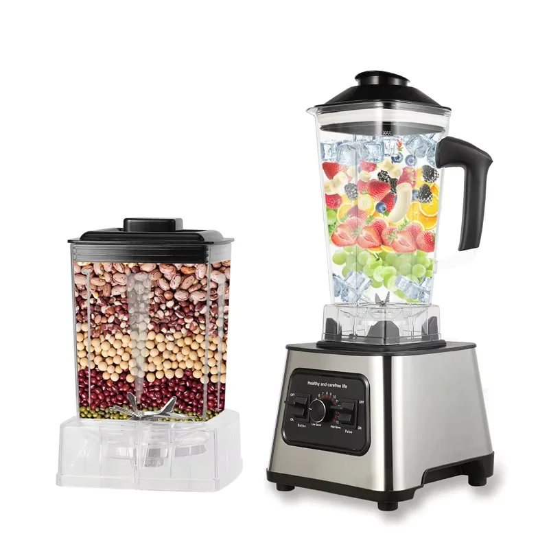 6000W 2-in-1 Hochgeschwindigkeits-Standmixer 2,5L Fassungsvermögen 9-Stufen-Einstellung Eiszerkleinerung & Entsaftung Multifunktions-Küchenmaschine