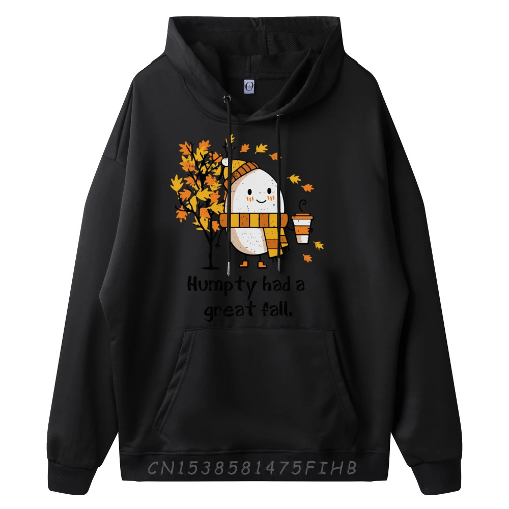 Humpty Had A Great Fall Funny Autumn Washed Look Red And Black Graphic Hoodies Skin-friendly and soft Hoodie Plus Size