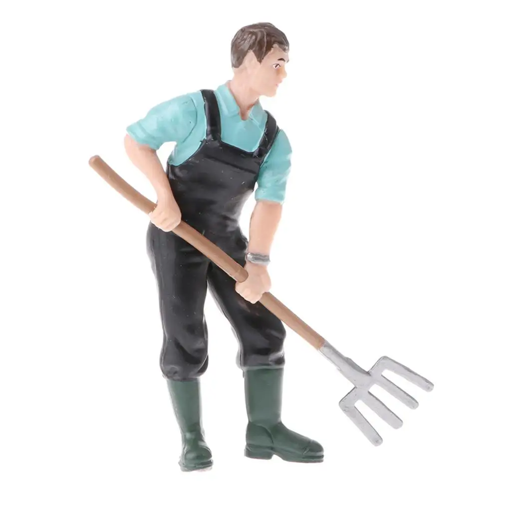 Simulation de personnes, modèle fermier avec râteau, figurines d'action, jouet pour enfants, cadeau