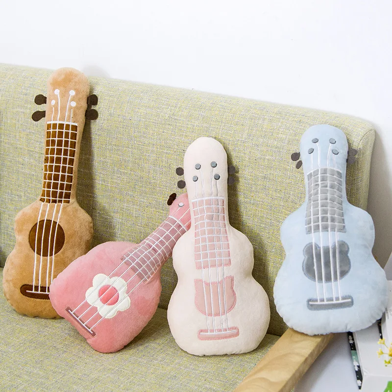 Almohada de guitarra de peluche para niños, instrumento musical de juguete, ukelele, regalo de cumpleaños