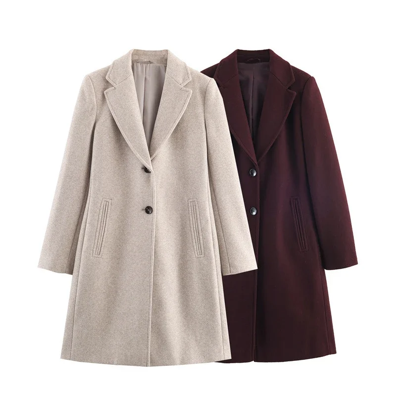 Women Trench Coat Casual Winter Warm Lapel Collar Thick Long Coat Elegant Lady Full Sleeves Chic Streetwear Outerwear