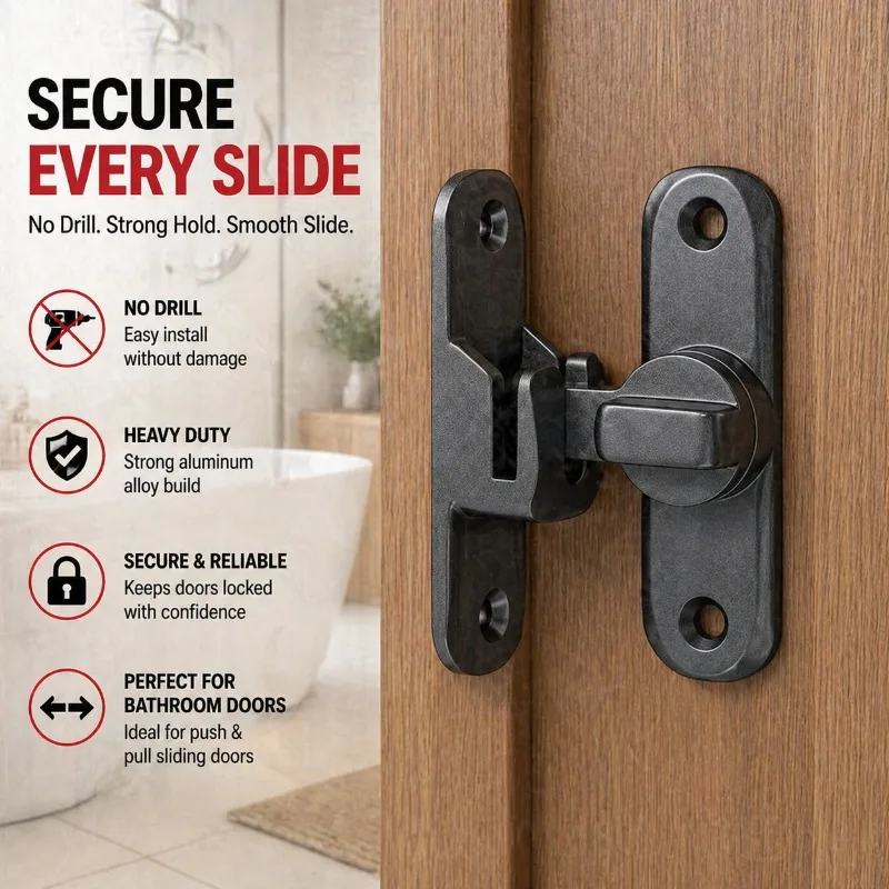 

Sleek Sliding Fitting, Practical Washroom Anti-slip Component Sturdy Domestic Room Safety Fitting Device Portable Door Lock