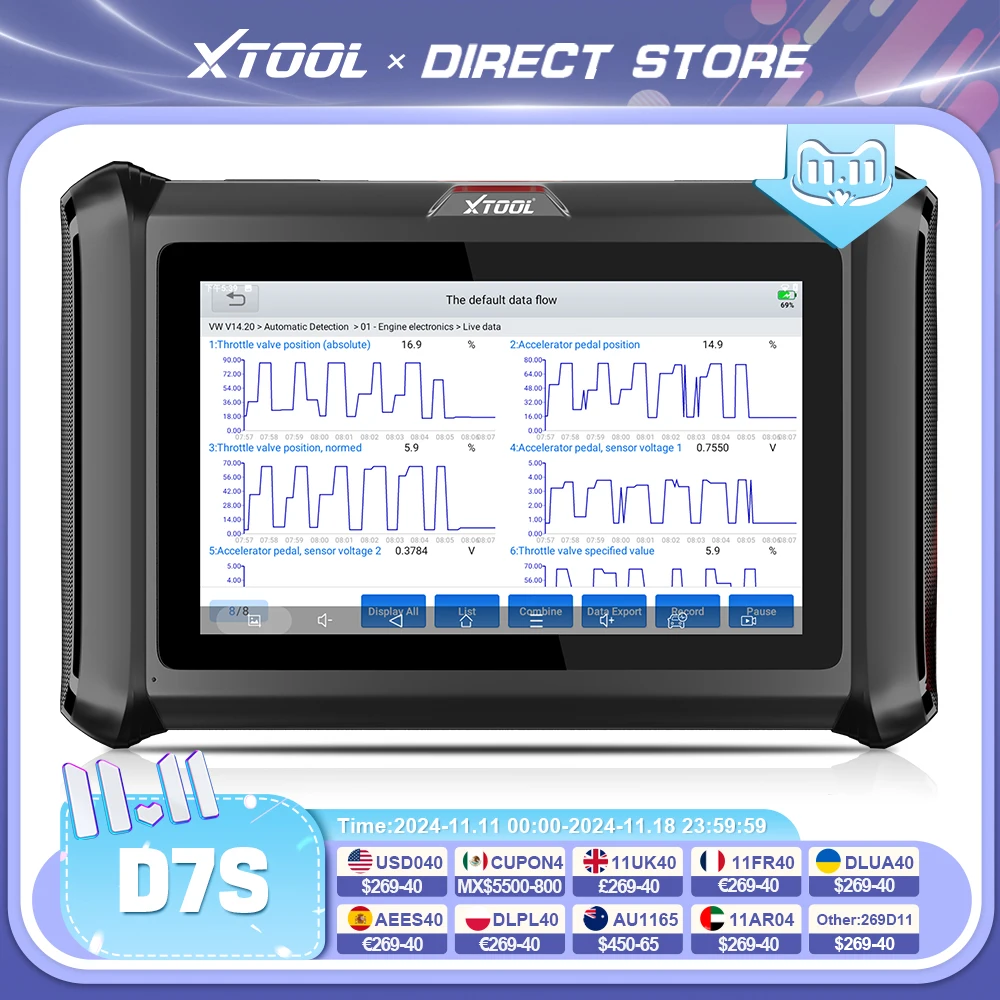 XTOOL D7S All System Diagnostic Tools ECU Coding Bi-directional Scanner Key Programming Tool DOIP & CAN FD Upgrade of XTOOL D7