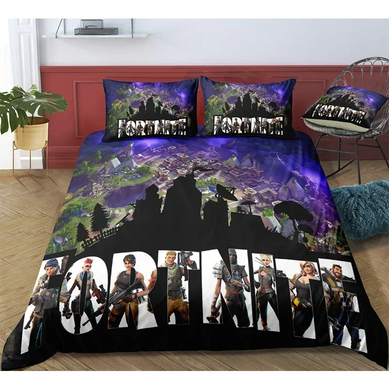 Fortnite Completo da letto Copripiumino Copripiumino per camera da letto stampato in 3D Biancheria da letto 2/3 pezzi Set Microfibra super morbida