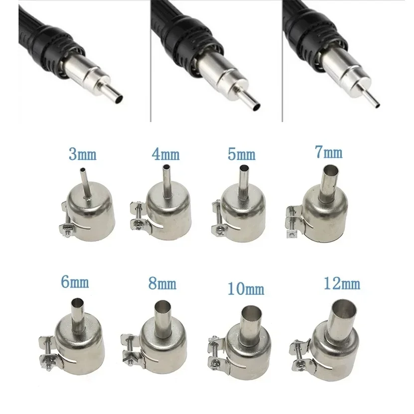 1pc Universal Nozzles Air Soldering Welding Round Nozzles For 850 852D 898 Soldering Station Hot Air Welding Nozzle 3-12mm