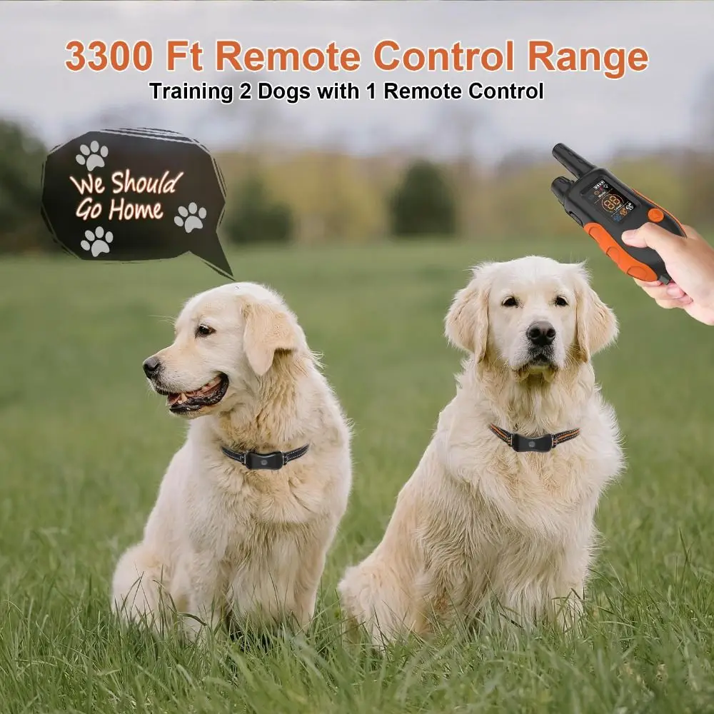 Rechargeable Dog Training Collar 3300 FT Remote Range IPX7 Waterproof Pet Electric Collar Color Screen Light Beep Vibration