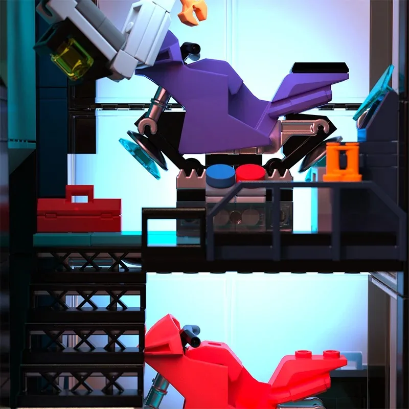 2098PCS 사이버펑크 수리 도시 블록 창의적인 거리 풍경 집 모듈식 건설 장난감 어린이 및 성인용 크리스마스 선물