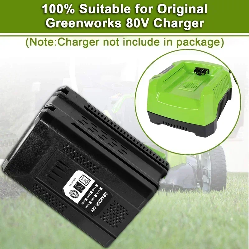 6.0Ah Replacement Battery for Greenworks 80V Max Rechargeable Lithium Ion Batteries GBA80200 GBA80250 GBA80500 GBA80400 Tools