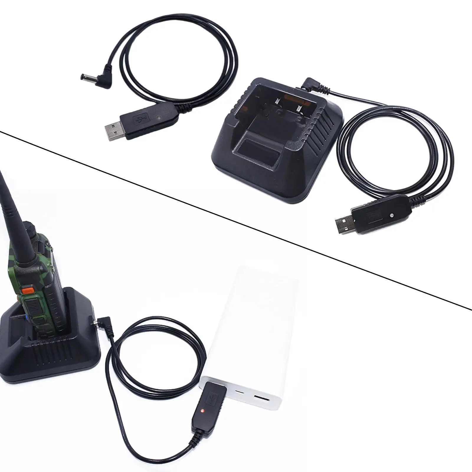 

USB-кабель для зарядки с индикатором света, длина 1 м, USB-кабель для зарядки, кабель питания USB для раций UV5R UV82, аксессуар для двухсторонней радиосвязи