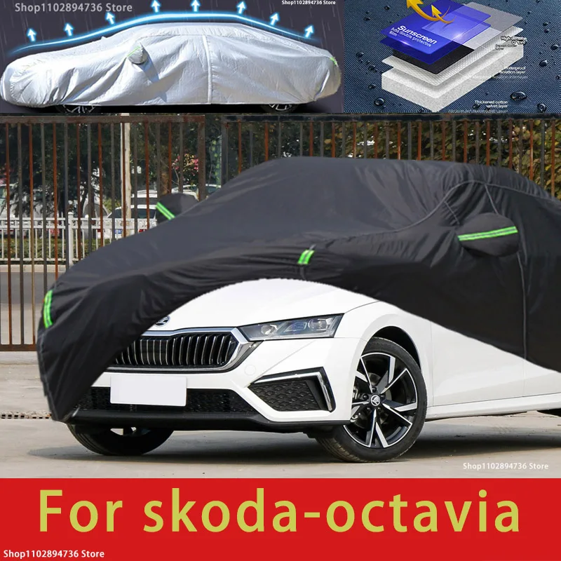 

For Skoda Octavia Fit Outdoor Protection Car Covers Snow Cover Sunshade Waterproof Dustproof Exterior black car cover