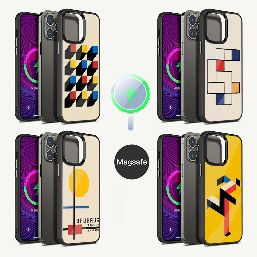 

B-Bauhaus Exhibition Art Phone Case For iPhone 16,15,14,13,12,11,Plus,Pro,Max Mini Magsafe Magnetic Wireless Charging