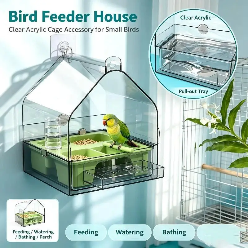 Abnehmbare Schublade Vogelkäfig-Futterbox Kein Durcheinander Einfach zu reinigen Transparenter Vogelfutterbehälter für Vögel