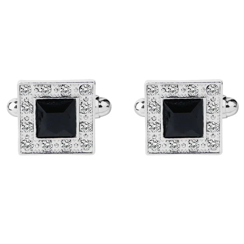 2pcs Fashion Square Cufflinks for Men Women Luxury French Alloy Inlaid Zirconia Shirt Cufflinks Party Gifts Popular Jewelry