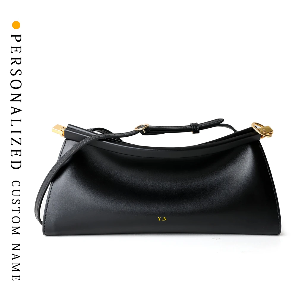 

New women's bag two-layer cowhide French one-shoulder underarm bag commuting versatile support personalized free gold stamping